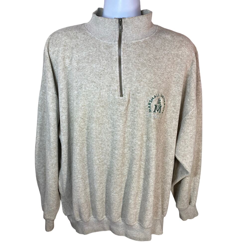 CRABLE CLASSICS Vintage Beige Marshall University Quarter-Zip — 3XL 27x29